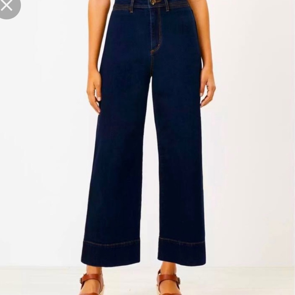 Loft dark wash wide leg jeans